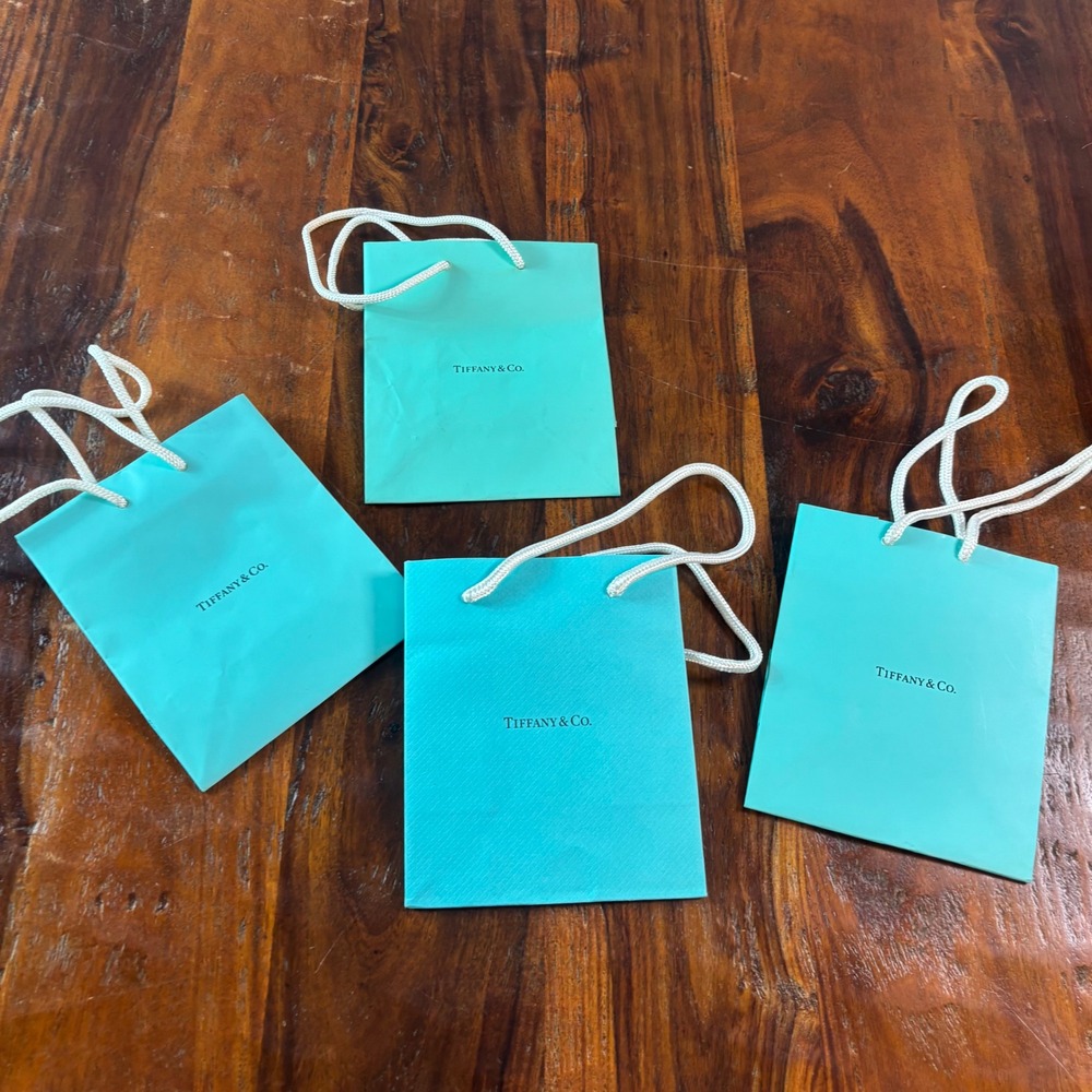 Tiffany & Co Mini Shopping Gift Bags Set of 4 Tiffany Blue Rope Handle Small